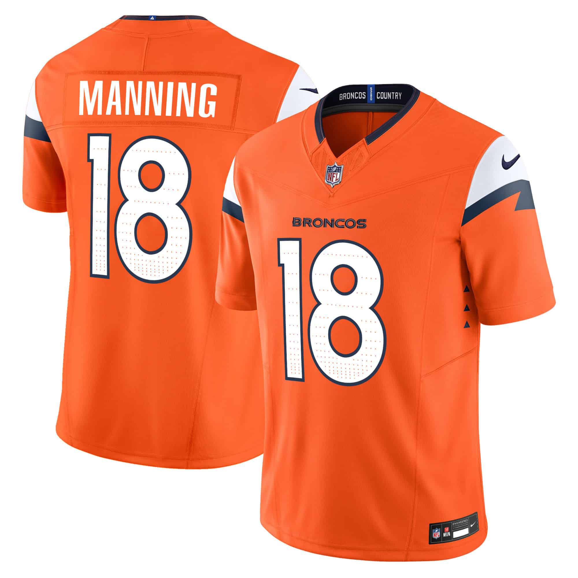 Men Denver Broncos #18 Manning Orange 2024 Nike Vapor Limited NFL Jersey